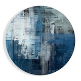 Blue Gray Woven Crosshatch Glass Wall Art - 60x60 cm