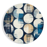 Collage Points Bleus Usés Rond tableau en verre - 60x60 cm