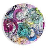 Pink und Petrol Wirbelnde Tinte Kreise Glasbild - 60x60 cm