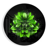 Green Splatter Dahlia Glass Wall Art - 60x60 cm