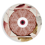 Disque Œil Orné Terracotta sur Feuilles tableau en verre - 60x60 cm