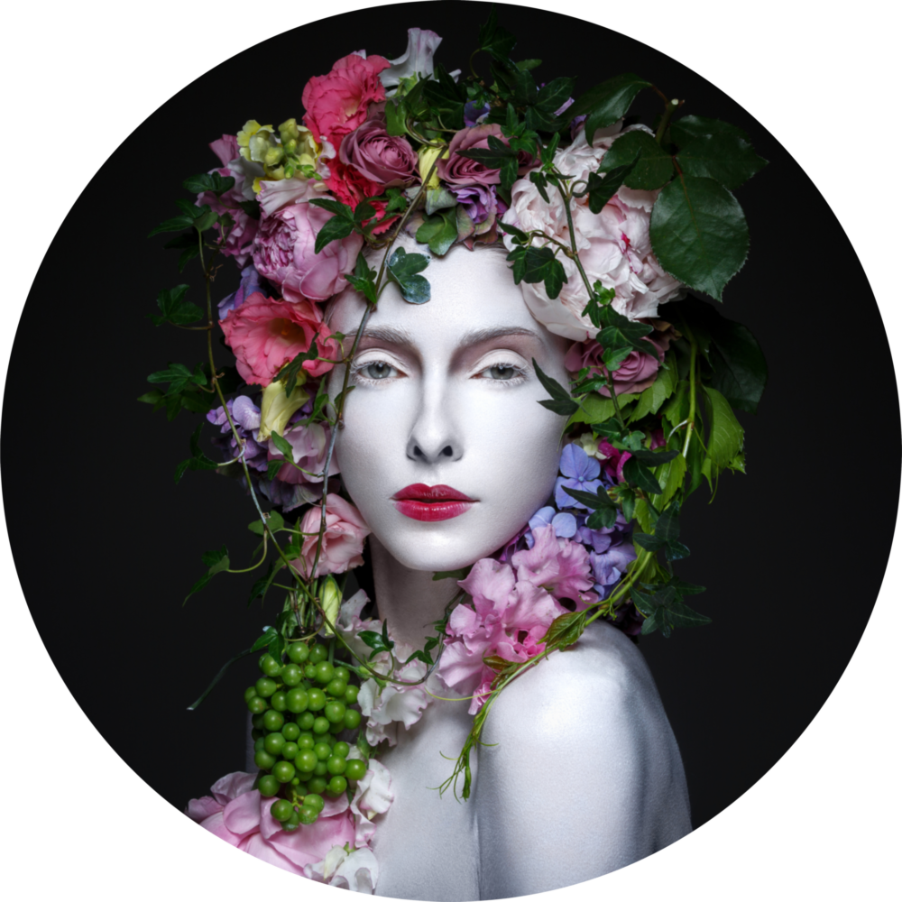 Floral Woman Glass Wall Art