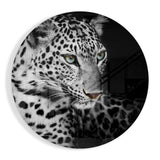 Leopardo con Occhi Verdi Cerchio quadro in vetro - 60x60 cm