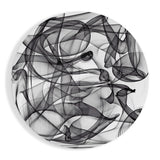 Black Wire Smoke Loops Round Glass Wall Art - 60x60 cm