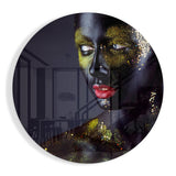 Gold Dust Red Lips Glass Wall Art - 60x60 cm