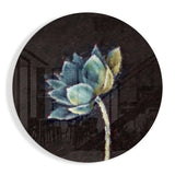 Gemaltes Petrolfarbenes Lotus Glasbild - 60x60 cm