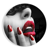 Red Lips Red Nails Glass Wall Art - 60x60 cm