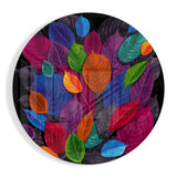 Bouquet de Feuilles Tons Bijoux Rond tableau en verre - 60x60 cm