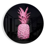 Leuchtende Rosa Runde Ananas Glasbild - 60x60 cm