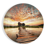 Rustikale Holzbrücke Reisfeld Glasbild - 60x60 cm