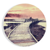 Misty Pink Boardwalk Wetland Glass Wall Art - 60x60 cm