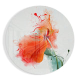 Runde Orangene Mohnblume Farbspritzer Glasbild - 60x60 cm
