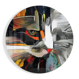 Gatto Astratto Stile Pittorico quadro in vetro rotondo - 60x60 cm