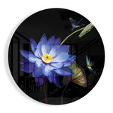 Nénuphar Bleu et Libellule tableau en verre - 60x60 cm