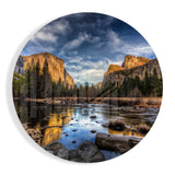 Golden Cliffs Reflected in River Valley Glass Wall Art - 60x60 cm