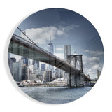 Pont de Brooklyn et Skyline Circulaire tableau en verre - 60x60 cm