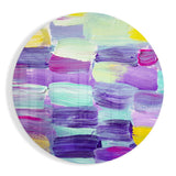 Blocs Coups de Pinceau Violet Turquoise tableau en verre - 60x60 cm