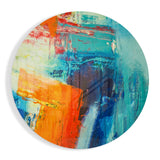 Orange-Blau Spachteltechnik Glasbild - 60x60 cm