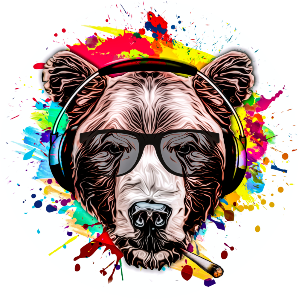 Ours musicien Impression sur verre