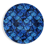 Blue Marble Mermaid Scales Glass Wall Art - 60x60 cm