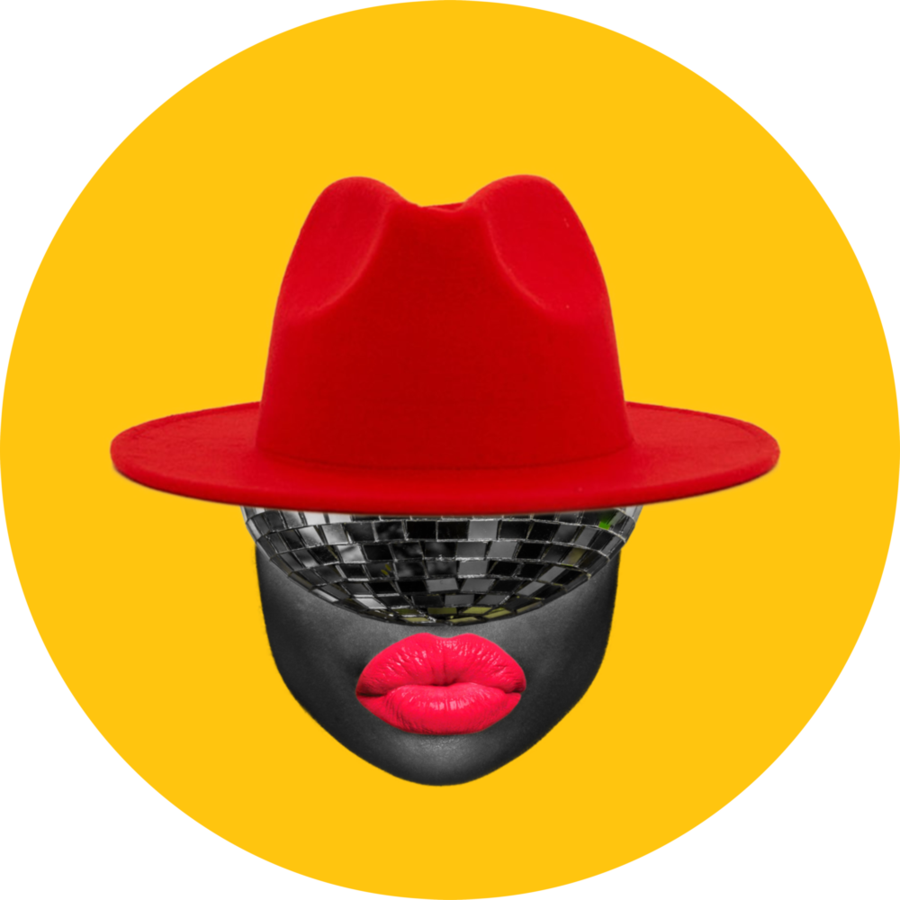 Red Hat Silhouette Glasbild