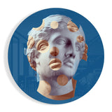 Testa di Statua Blu con Pois Pesca quadro in vetro - 60x60 cm