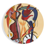 Kubistische Geigen- und Klaviertasten-Figuren Glasbild - 60x60 cm