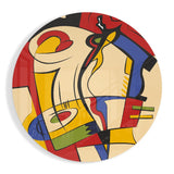 Courbes Cubistes Abstraites en Couleurs Primaires tableau en verre - 60x60 cm