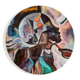 Runde Marmorierte Gesichter mit Dreieck-Fusion Glasbild - 60x60 cm
