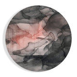 Coral Blush Black Ink Flow Glass Wall Art - 60x60 cm