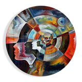 Mandala Visages Marbrés Radiaux Ronds tableau en verre - 60x60 cm