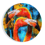 Zwillings-Flamingos Orange Blau Glasbild - 60x60 cm