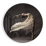 Arching Ballerina Cream Silk Veil Glass Wall Art - 60x60 cm