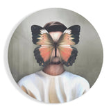 Retrato Pastel Rostro Mariposa Redondo cuadro de cristal - 60x60 cm