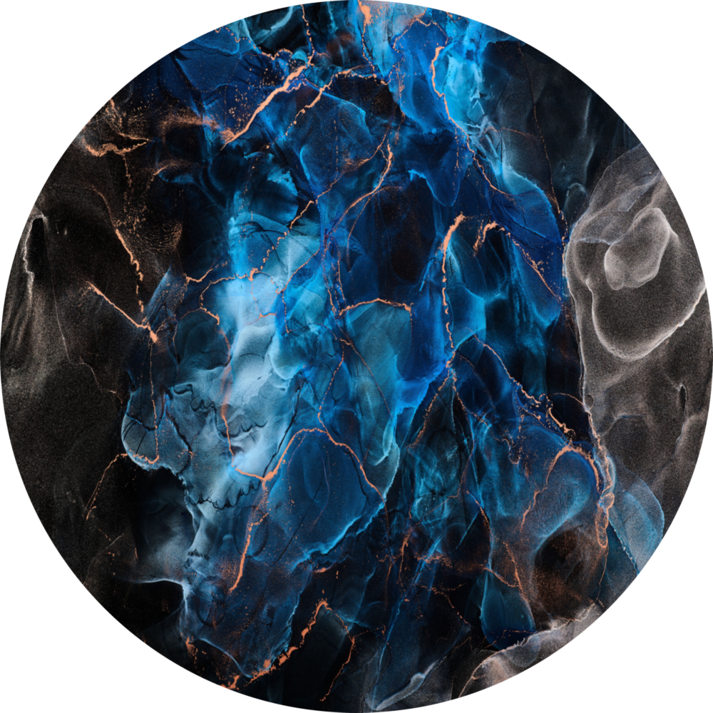 Blaue Explosion Glasbild