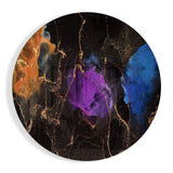 Violett Blau Gold Tinte Rund Glasbild - 60x60 cm