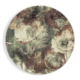 Vintage Brown and Green Poppy Blooms Glass Wall Art - 60x60 cm
