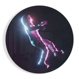 Neon-Leuchtende Fallende Figur Glasbild - 60x60 cm