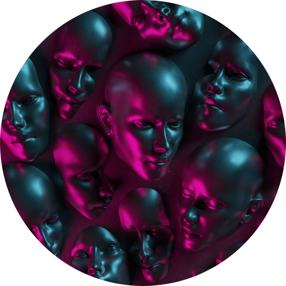 Arte de pared de vidrio de Caras