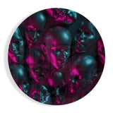 Neon Pink-Petrol Schaufensterpuppen-Köpfe Rund Glasbild - 60x60 cm