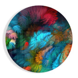 Dark Rainbow Feather Round Glass Wall Art - 60x60 cm