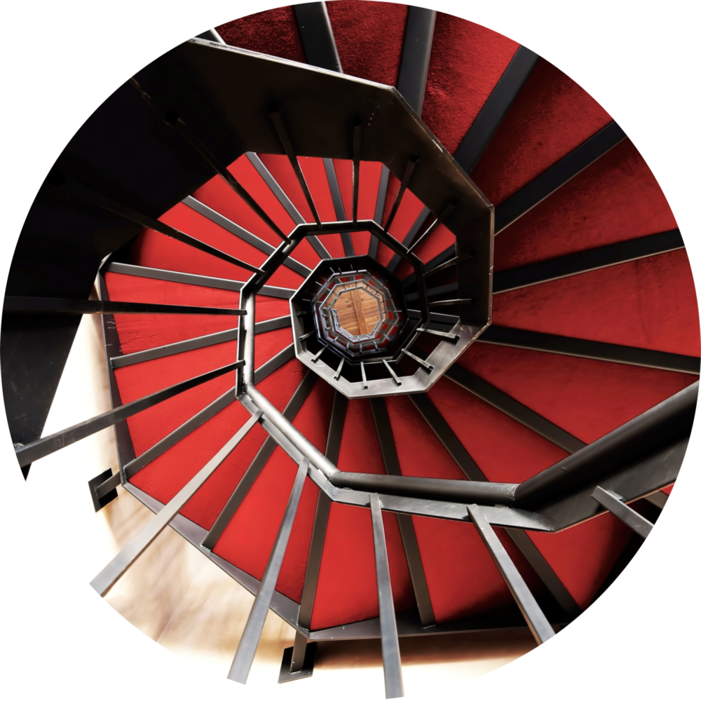 Rote Treppe Glasbild