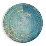 Anneaux concentriques tissés turquoise tableau en verre - 60x60 cm