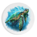 Tableau en verre rond Tortue de mer encre bleue - 60x60 cm