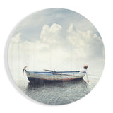 Cuadro de cristal circular Escena de ensueño de barco en el mar - 60x60 cm