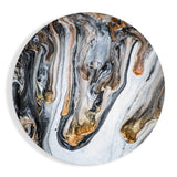 Rundes Glasbild Schwarzer Marmor mit Goldtropfen - 60x60 cm