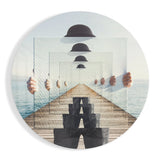 Illusione di un molo sul mare con cornici a specchio quadro in vetro - 60x60 cm