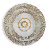 White Gold Bullseye Rays Glass Wall Art - 60x60 cm