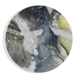 Round Slate Gray And Yellow Marble Glass Wall Art - 60x60 cm