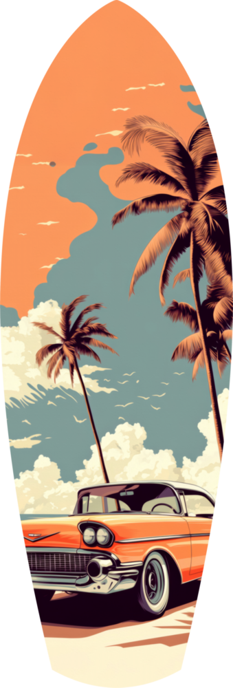 Sunset Ride 60s Vibes Glass Wall Art